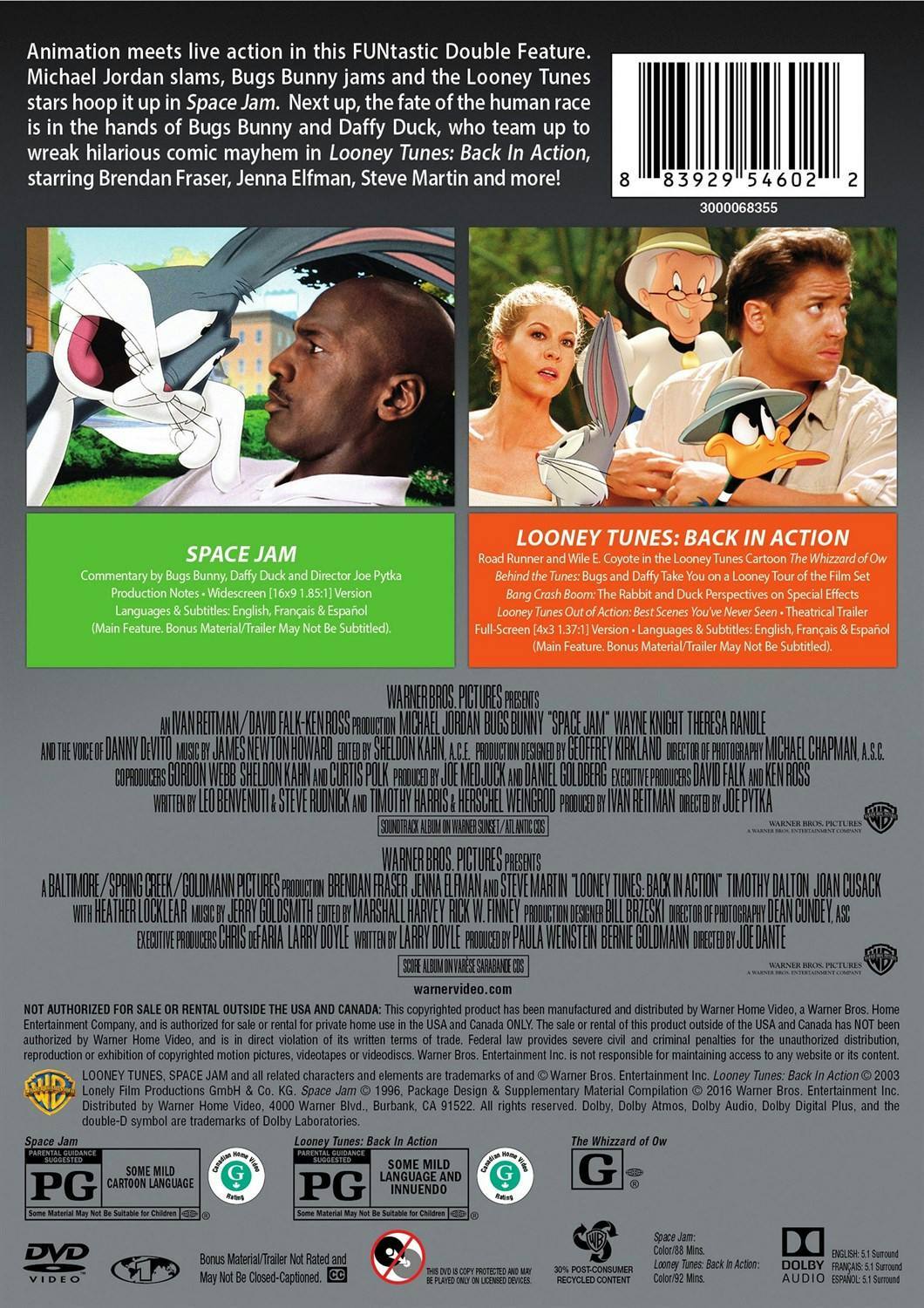 Back. Space Jam/Looney Tunes: Back in Action (DVD Double Feature) [DVD].