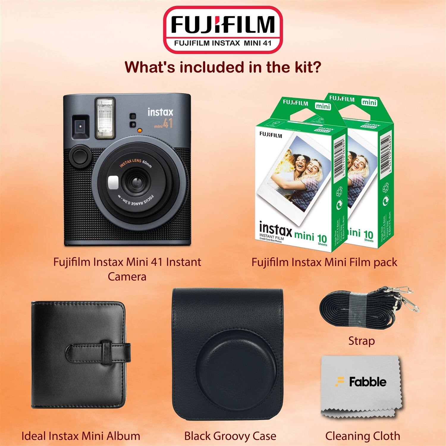 Fujifilm Instax Mini 41 Instant Film Camera Bundle with Groovy