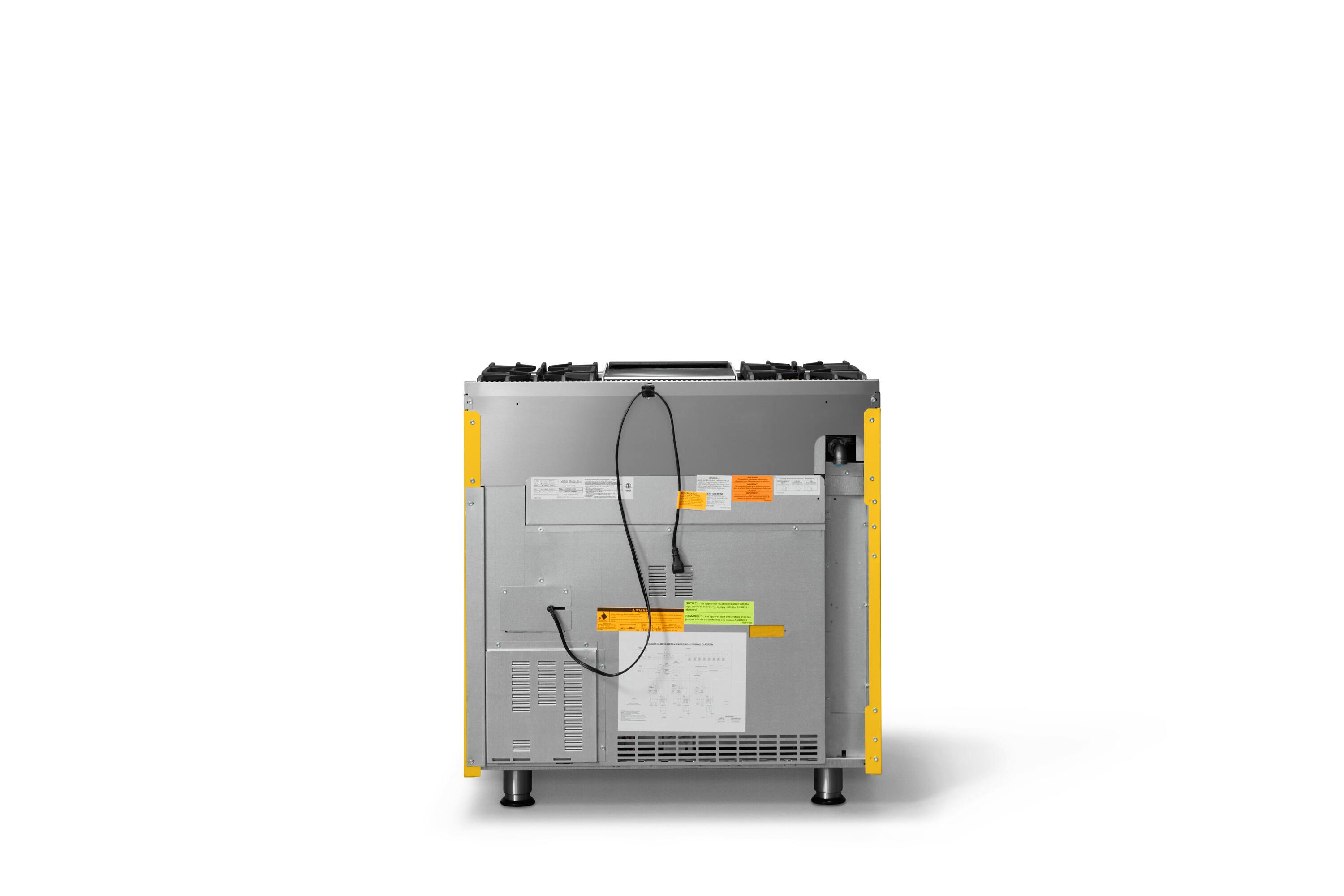 Back. Viking - 5.1 Cu. Ft. 36"W Freestanding LP Gas Sealed 4 Burner Range with Griddle - Daffodil.