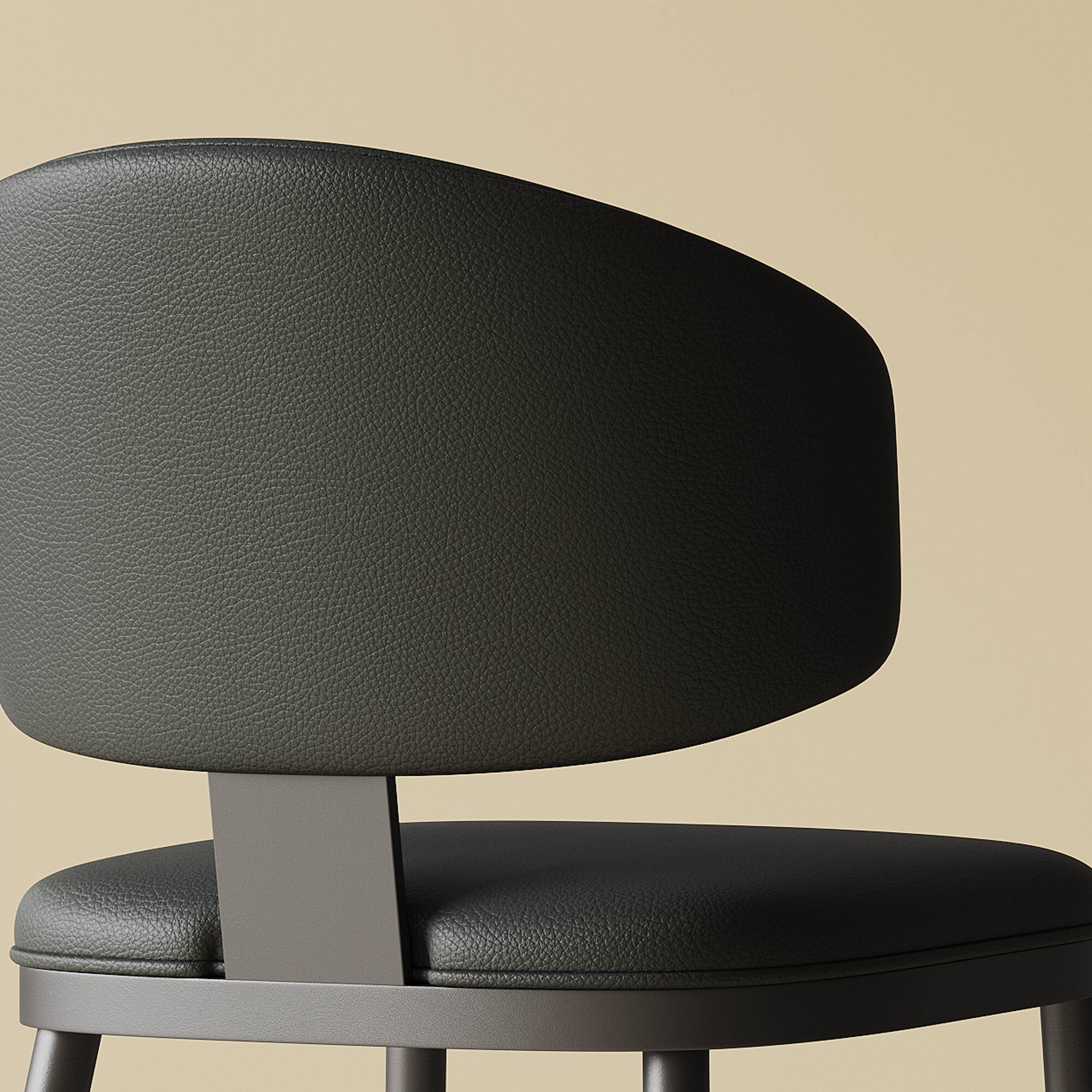 Alt View 1. GOODSILO - Modern Dining Chair, PU Leather Upholstered with Metal Frame for Kitchen and Dining Room, Set of 2 - Black.