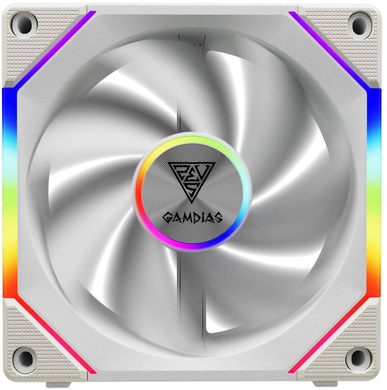 Front. GAMDIAS - GAMDIAS  ARGB Case Fan 120mm x1 & Reverse Blade x1, White - White.