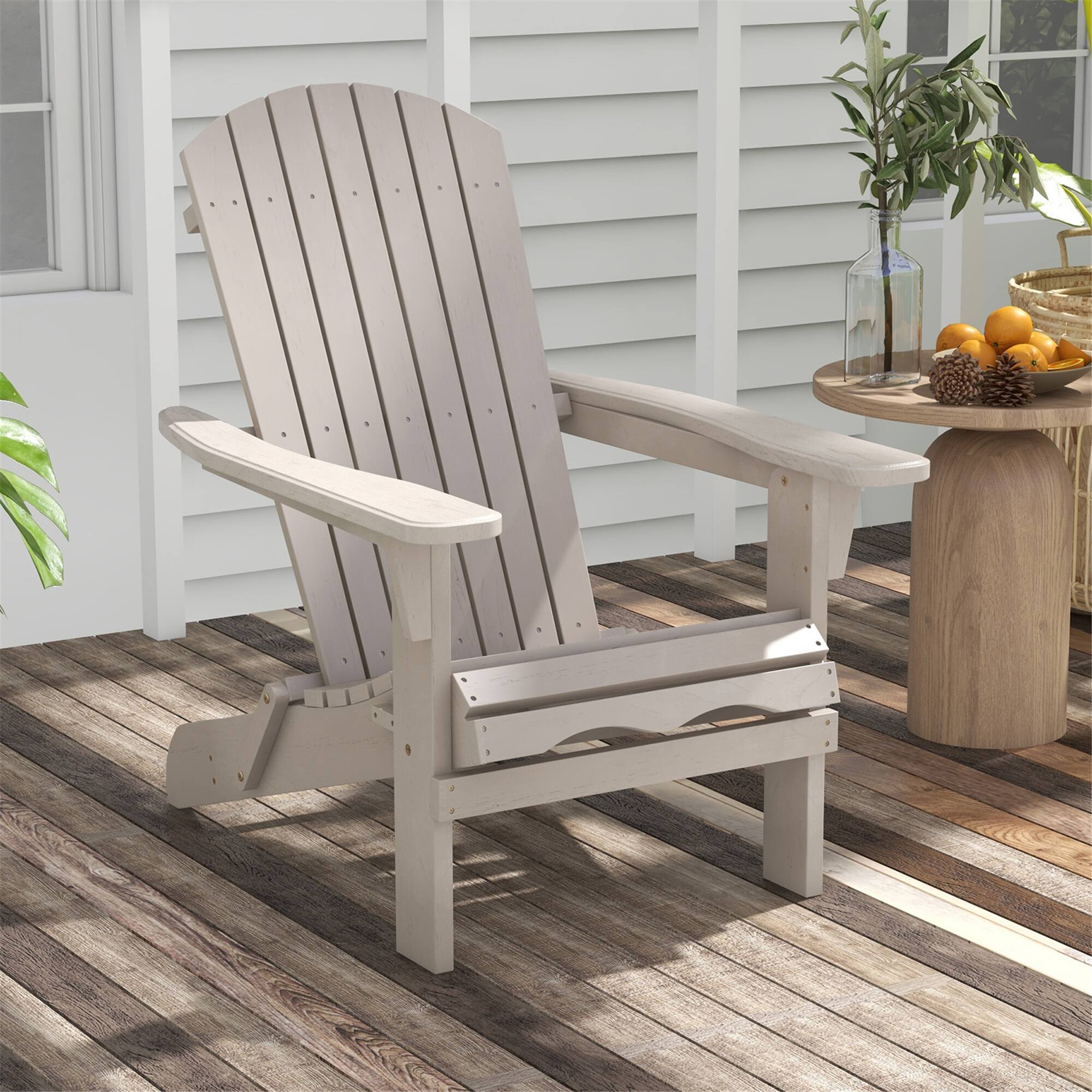 Alt View 3. Gymax - Gymax Folding Adirondack Chair Set of 2 w/ High Backrest & Wide Armrests Wooden Gray - Gray.