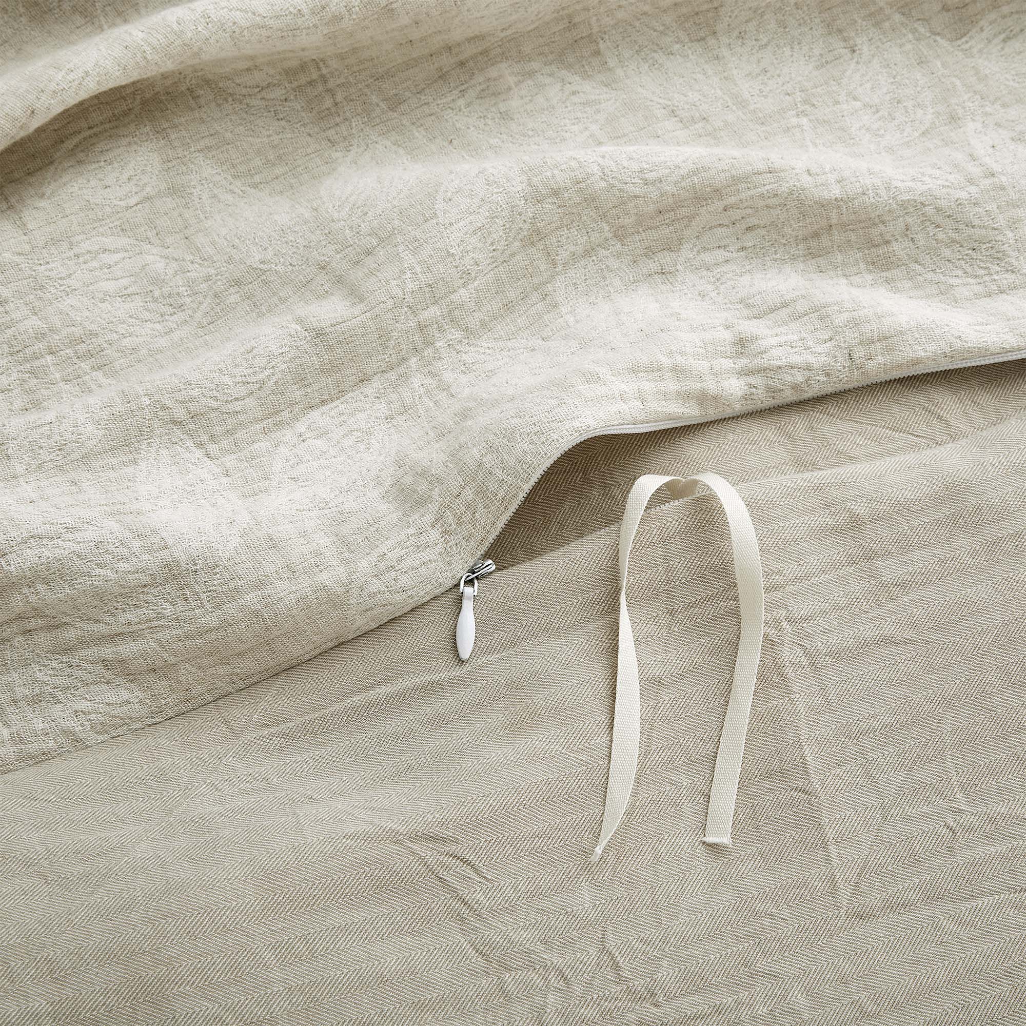 Back. Peace Nest - Peace Nest Jacquard Cotton Linen Blend Duvet Cover Set, 3 Piece Bedding Set with Pillow Shams, Leaf, King - Leaf.