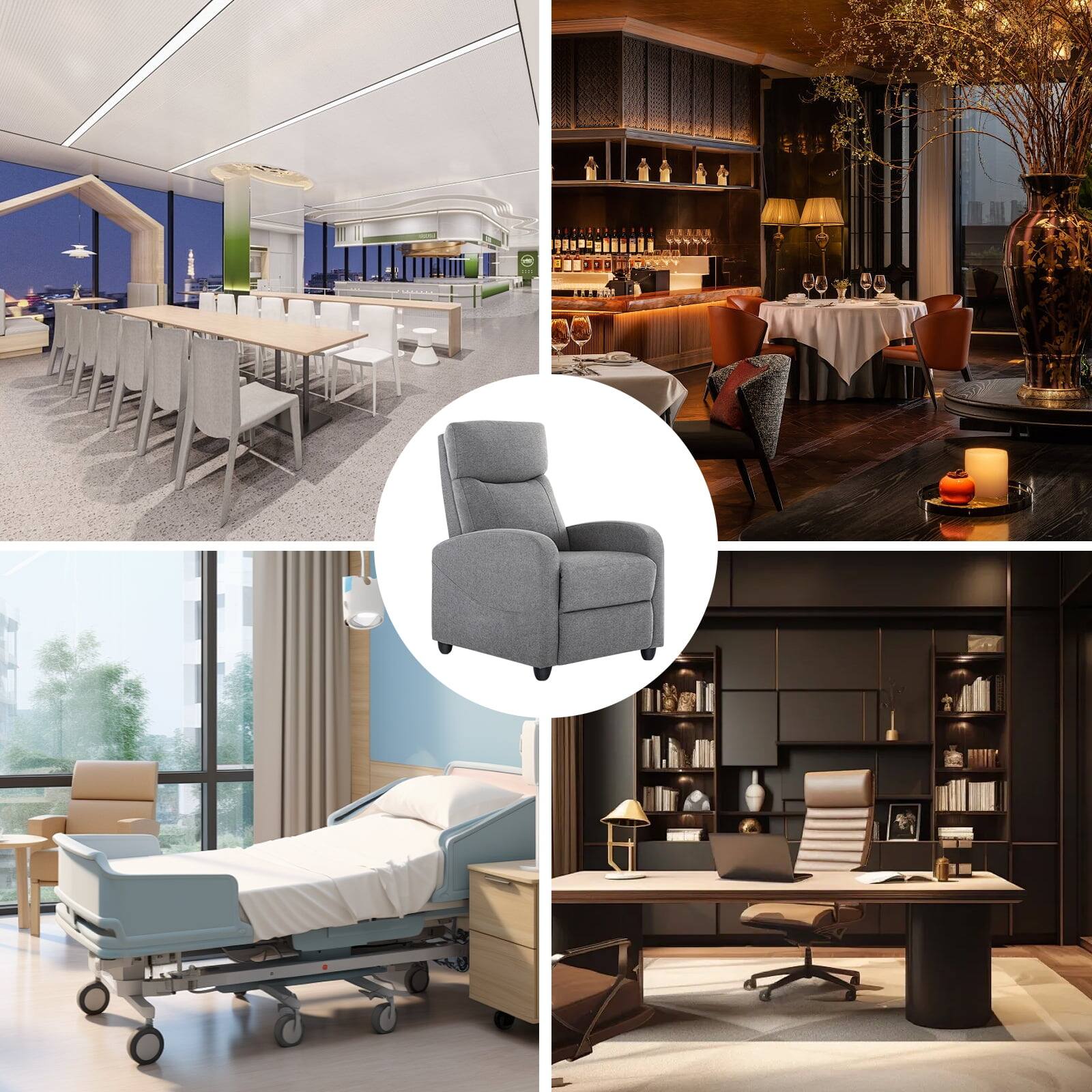 Alt View 6. AOITUN - Small Recliner Chair with Vibration, Massage Sofa for Living Room & Home Theater, 160° Recline, 275lb Capacity - Gray.