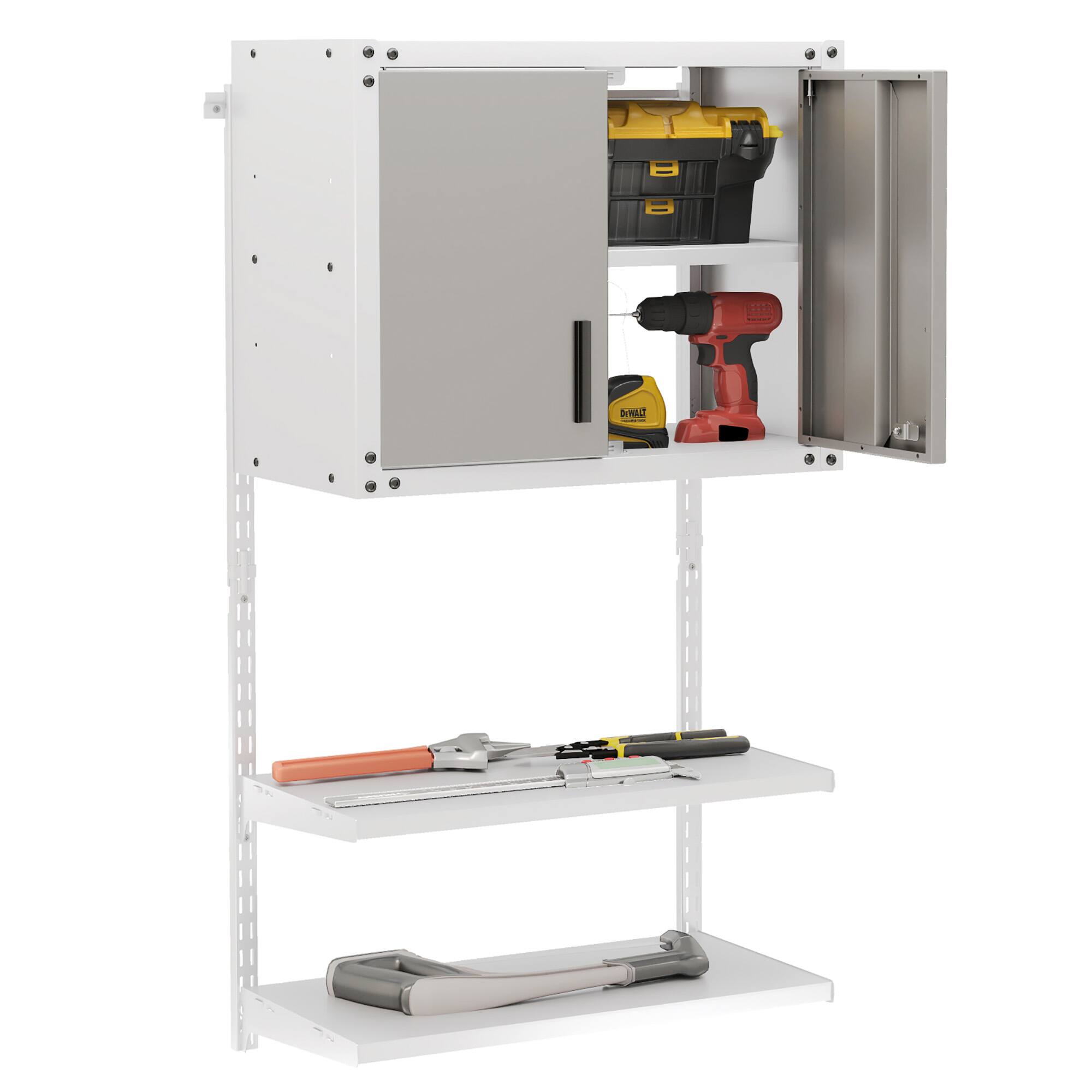 Front. Gymax - Gymax Metal Wall Cabinet w/ Locking Doors & 3 Adjustable Shelves for Warehouse - Gray, White.