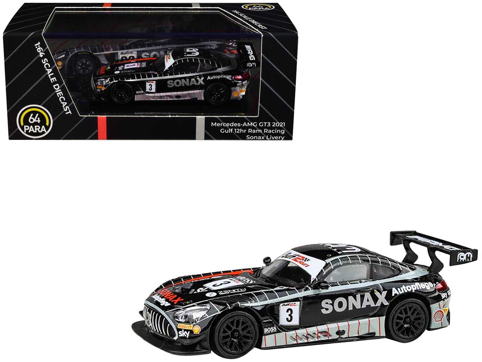 1:64 SCALE DIECAST
64 PARA
Mercedes-AMG GT3 2021
Gulf 12hr Ram Racing
Sonax Livery
SONAX
Autopflege
sky
BOSS
Autopflege
SONAX
sky
BOSS