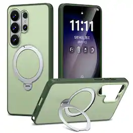 Dteck - Magnetic Case for Samsung Galaxy S26 Ultra with 360° Rotating Ring Stand, Military-Grade Shockproof Protective Cover - Green