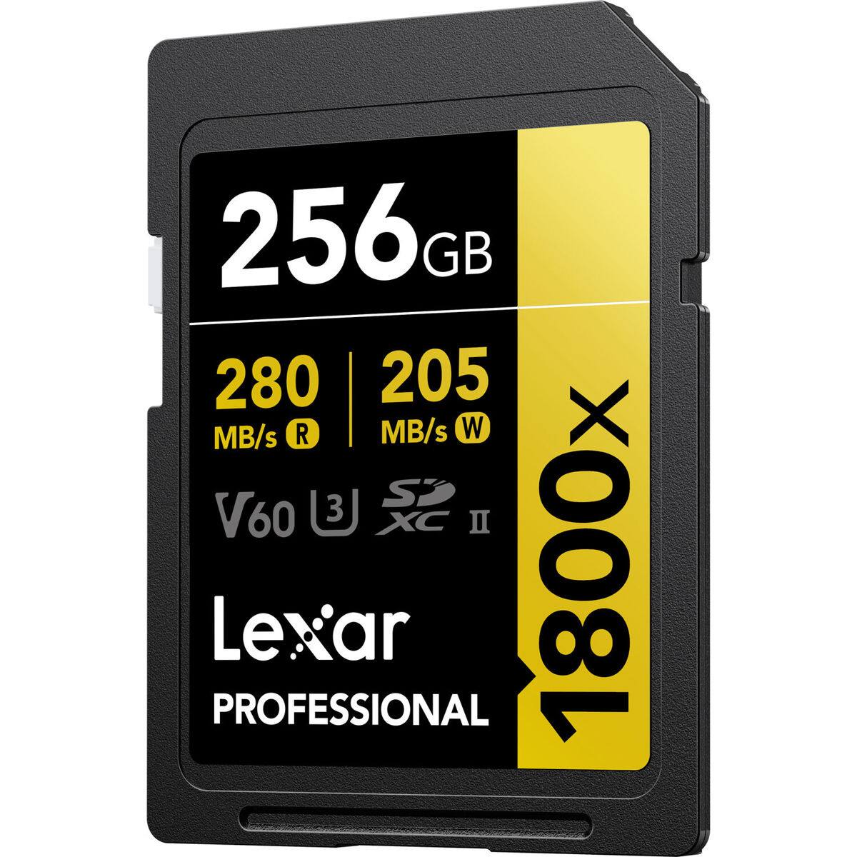 256GB 280 MB/s R 205 MB/s W 1800x V60 U3 S2 XC II Lexar PROFESSIONAL