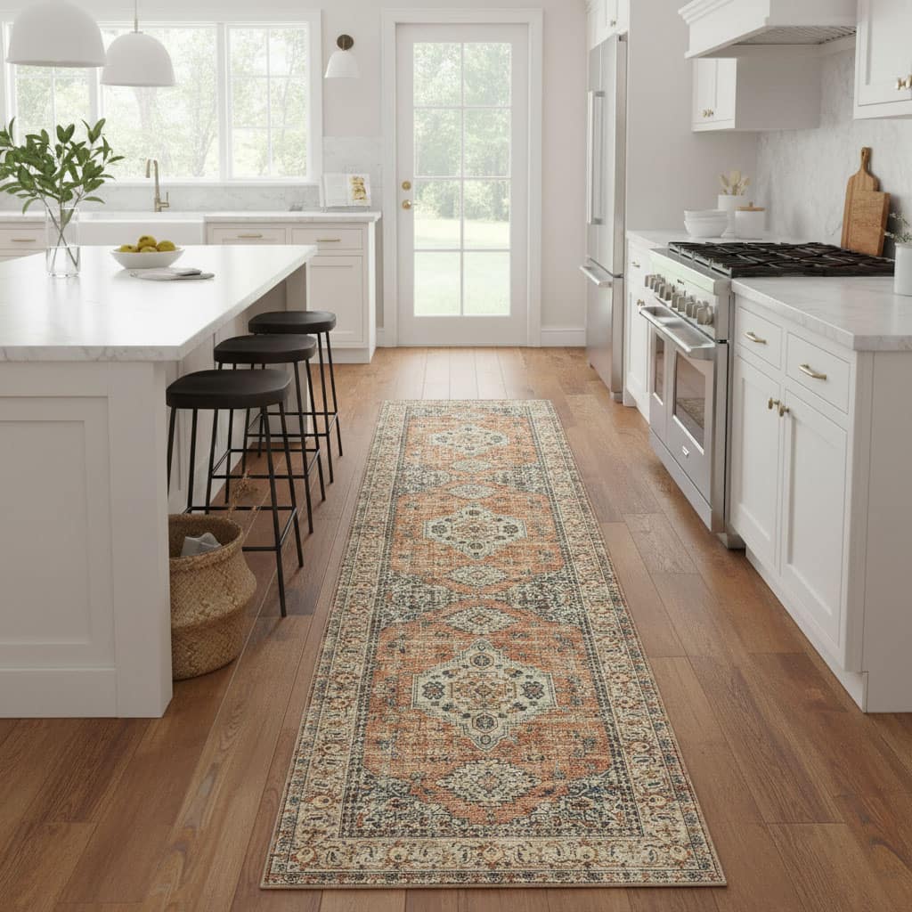 FINEAK - Vintage Washable Rug Runners for Hallways Non Slip Kitchen Runner Rug - Multi-Colored