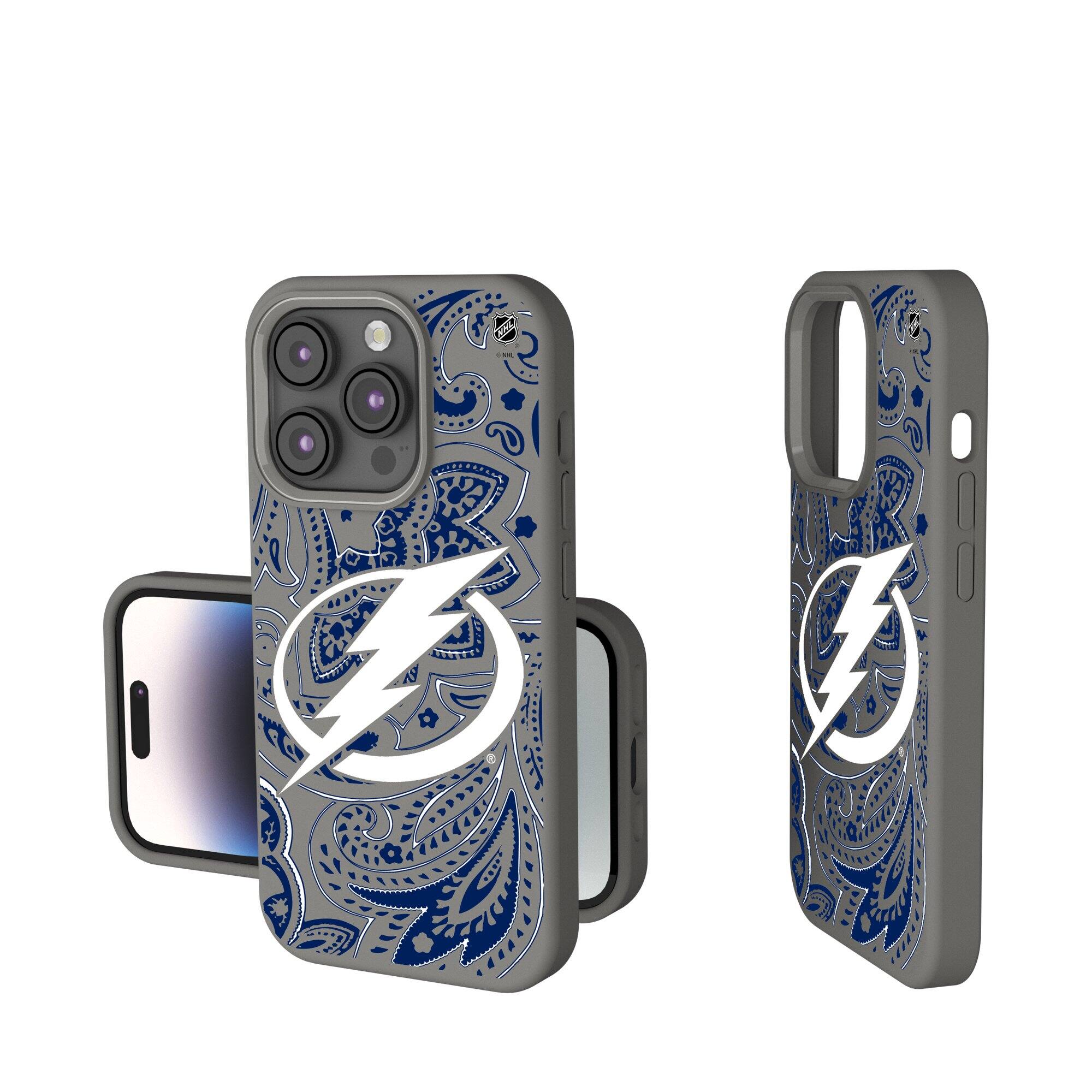 Keyscaper - NHL - Tampa Bay Lightning Paisley Soft Touch iPhone Case - 14 - Gray