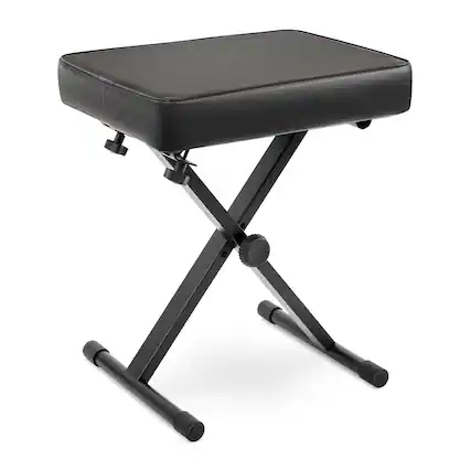 Front. Pyle - Adjustable Padded Keyboard Bench, X-Style, Non-Slip Rubber Feet, Fits All Playing Styles - PKBENTS.
