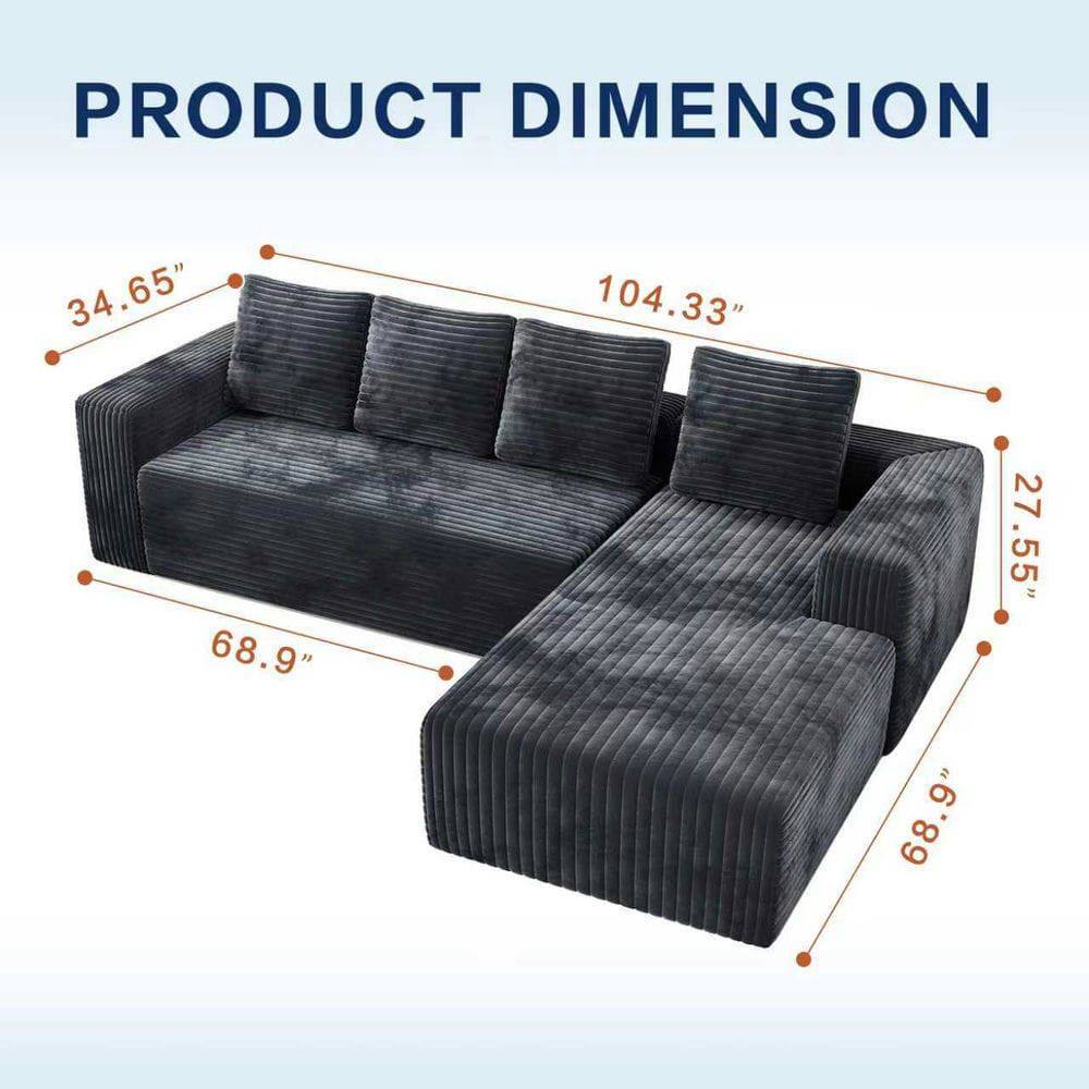 PRODUCT DIMENSION  
34.65" 104.33" 68.9" 68.9" 27.55"