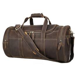 Steel Horse Leather - The Wainwright Weekender | Round Vintage Leather Weekender - Dark Brown