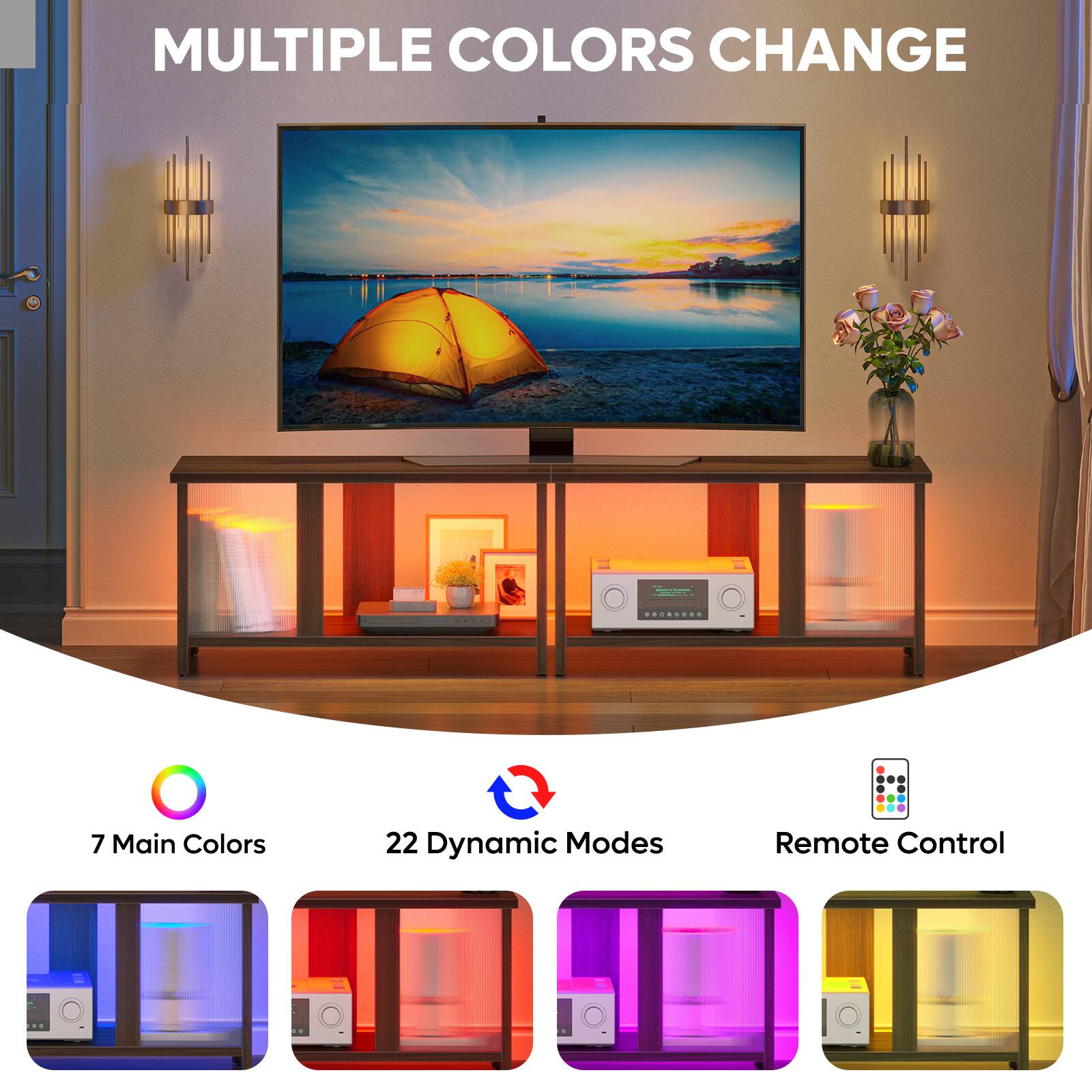 MULTIPLE COLORS CHANGE: 7 Main Colors, 22 Dynamic Modes, Remote Control