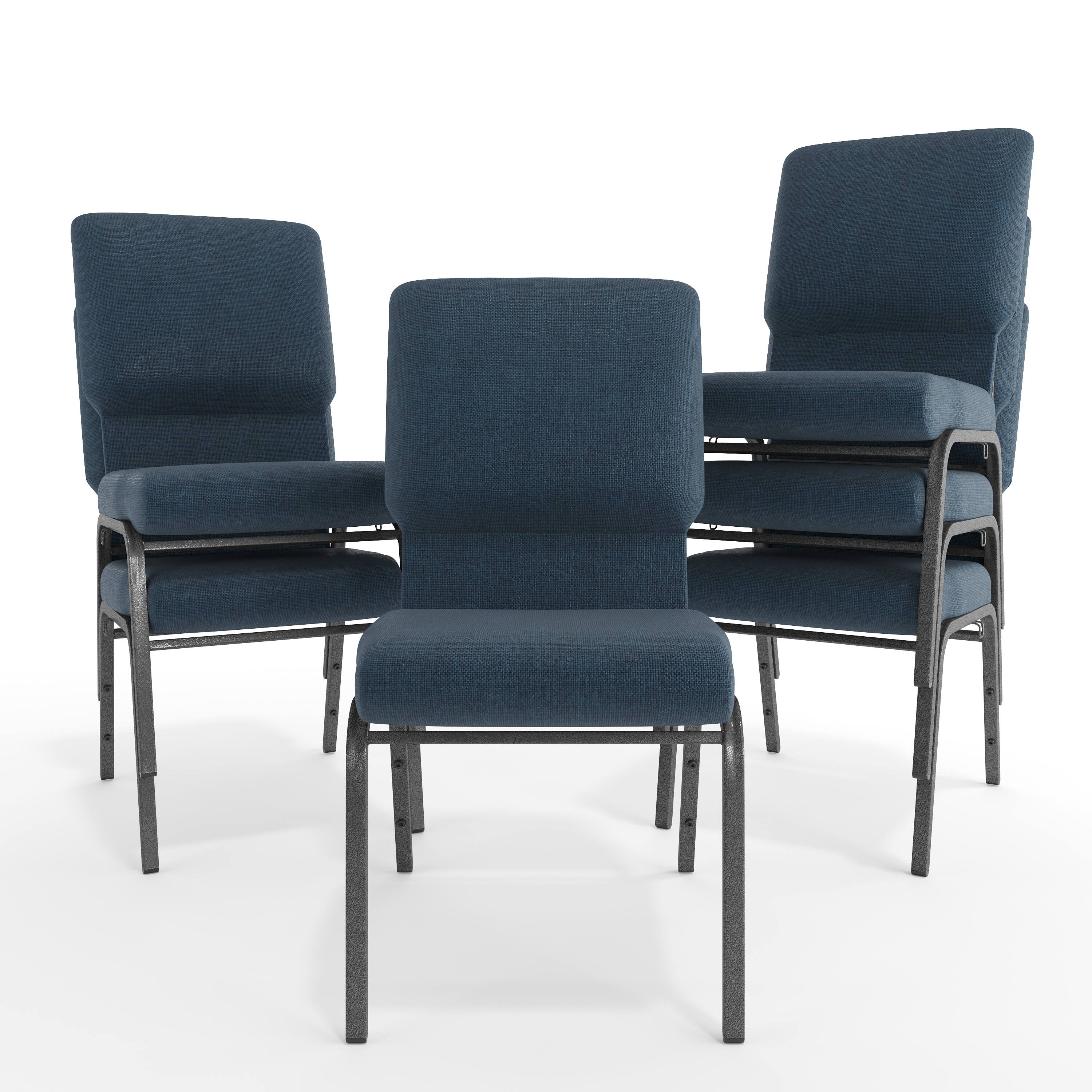 Alt View 10. Emma + Oliver - Church Chairs 18.5 in. Wide - Navy Fabric/Silver Vein Frame.