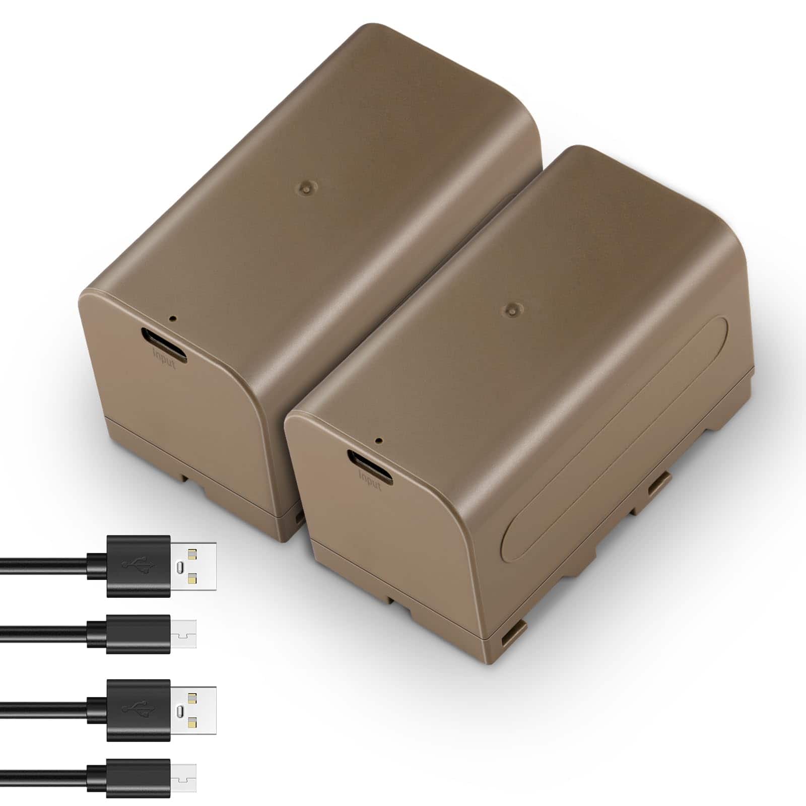 Neewer - 2-Pack 4400mAh NP-F750 Replacement Batteries with USB-C Charging, for Sony NP-F Series