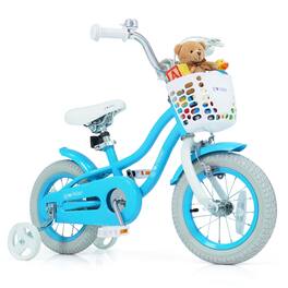 Costway - 12" Kid's Bike for 3-4 Years Old Children Bicycle with Front Handbrake - Blue