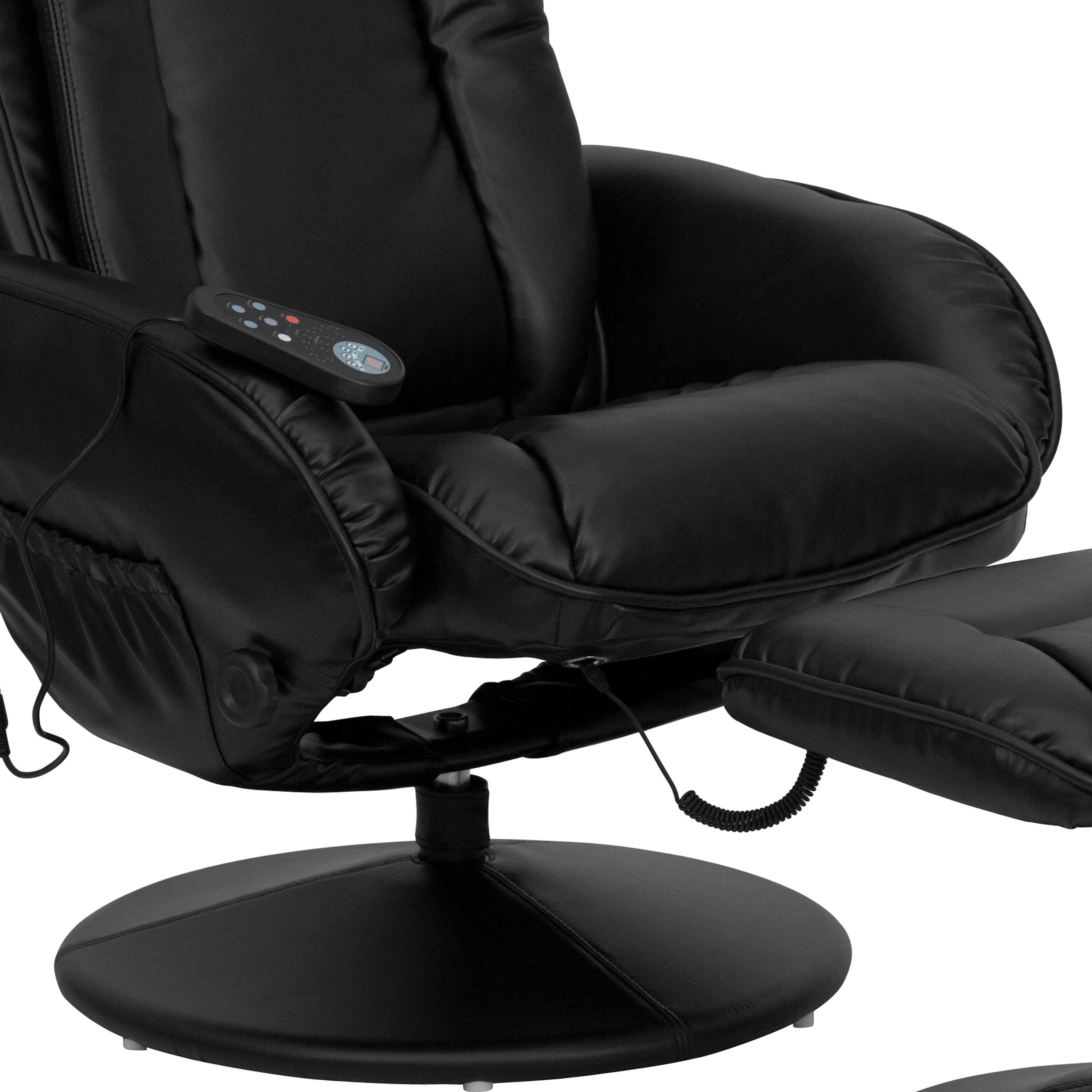 Alt View 9. Emma + Oliver - Massaging Multi-Position Plush Recliner with Side Pocket and Ottoman - Black.
