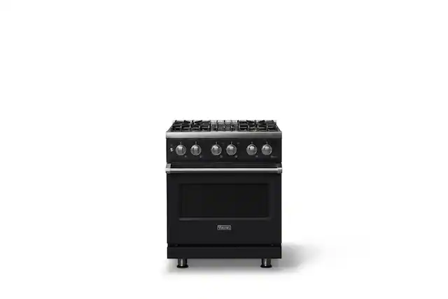Front. Viking - 30 in. Wide 4 Burner Pro 5 Series 4.7 Cu. Ft. Freestanding Sealed Dual Fuel Convection Range - Onyx - Onyx.