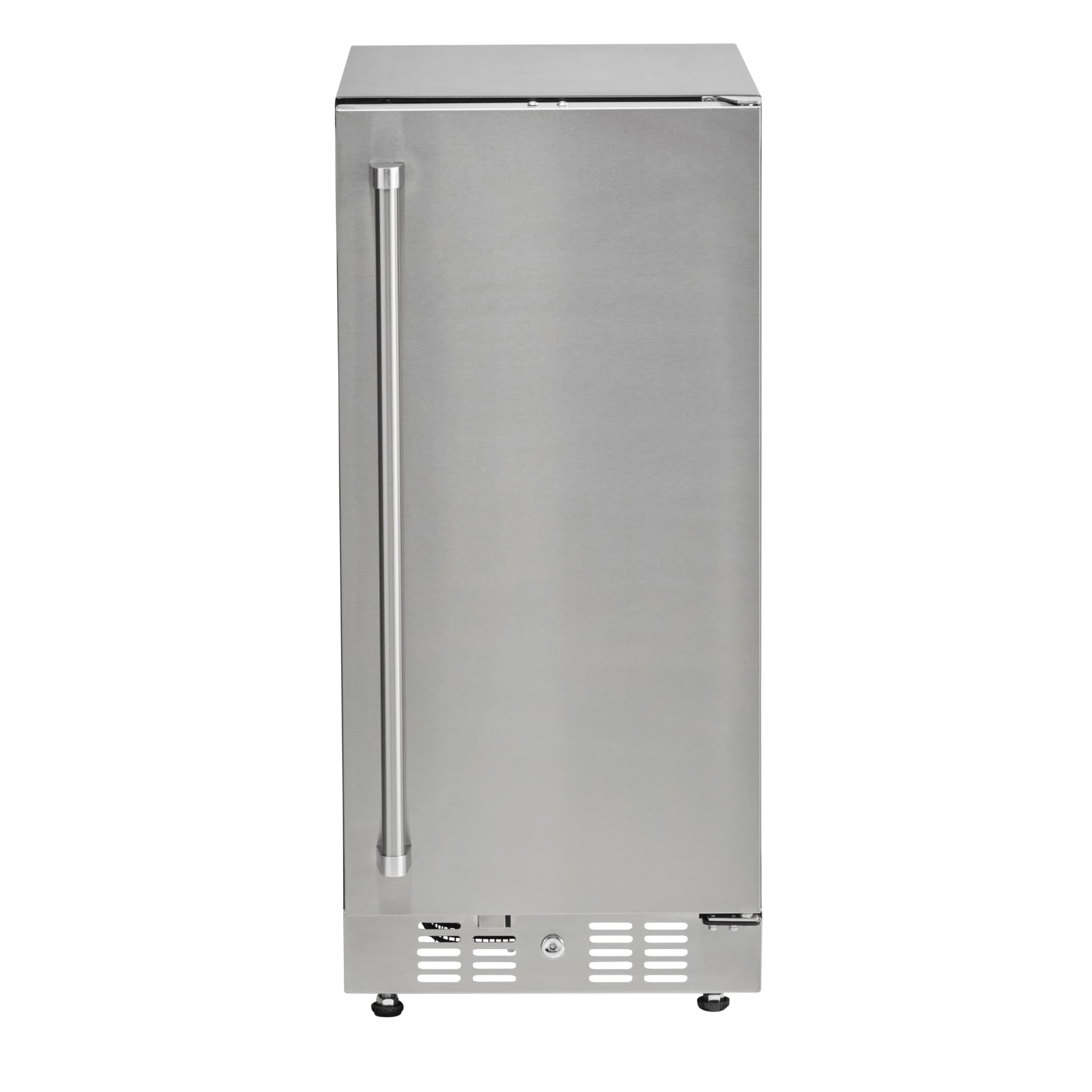 Coyote - Outdoor Living 15" 3 Cu. Ft. Built-in Compact Refrigerator with Reversible Hinge - Stainless Steel - Front_Zoom