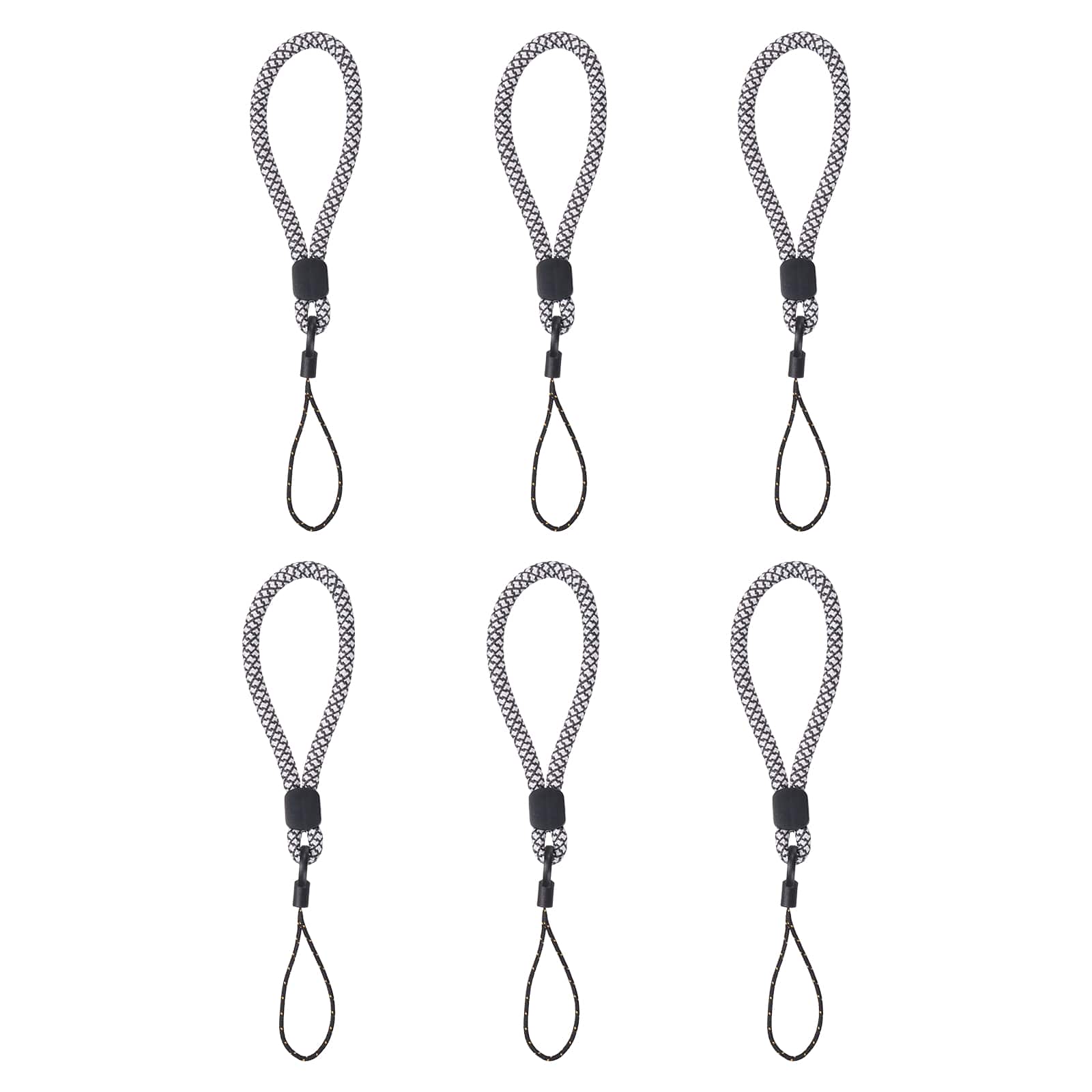 Unique Bargains - 6pcs Phone Lanyards Finger Strap, Short Anti-loss Hanging Rope for Phone, Key, Flashlight, USB Badge - Black,White