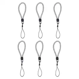Unique Bargains - 6pcs Phone Lanyards Finger Strap, Short Anti-loss Hanging Rope for Phone, Key, Flashlight, USB Badge - Black,White