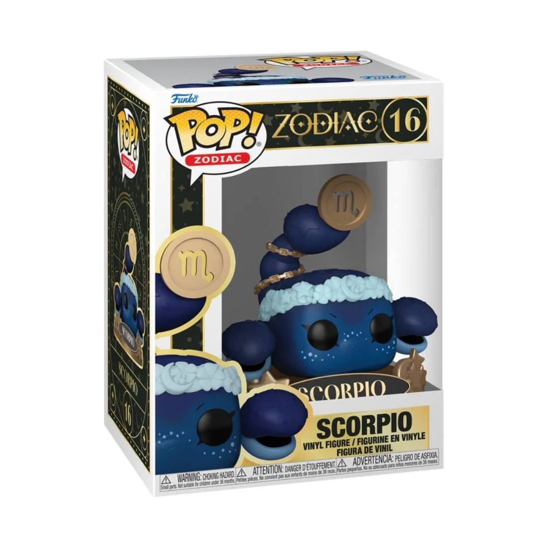 Funko POP! ZODIAC 16  
SCORPIO  
VINYL FIGURE / FIGURINE EN VINYLE / FIGURA DE VINIL / FIGURA DE VINIL  
ADVERTENCIA: PELIGRO DE ASFIXIA  
ATTENTION: DANGER : ÉTOUFFEMENT  
WARNING: CHOKING HAZARD - Small parts. Not for children under 3 years.  
Petites pièces. Ne convient pas aux enfants de moins de 3 ans.  
Petites pièces. Ne convient pas aux enfants de moins de 3 ans.