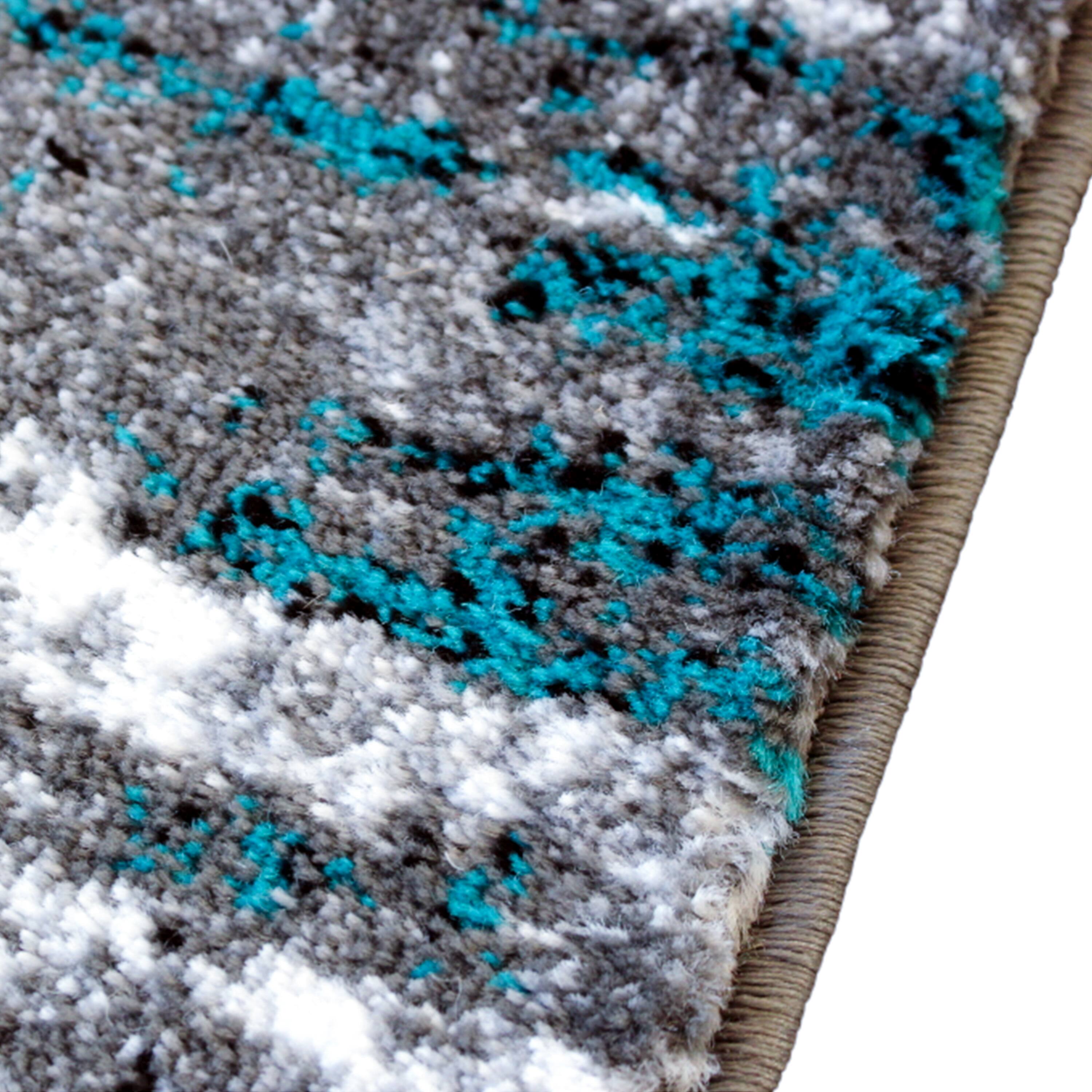 Alt View 4. Emma + Oliver - Tempest Scraped Look Accent Rug with Natural Jute Backing for Hallway, Entryway & More - Turquoise.