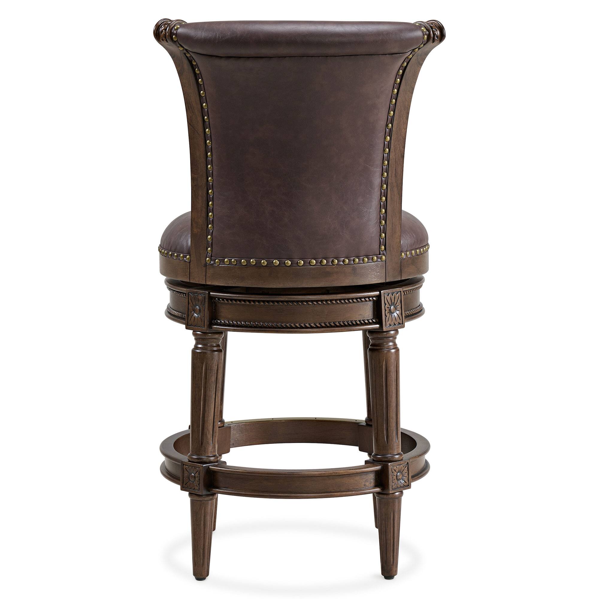 Alt View 4. ROME + OAK - ROME + OAK Runyan Counter Stool, Dark Walnut Finish, Vintage Brown Vegan Leather - Dark Walnut/Brown.