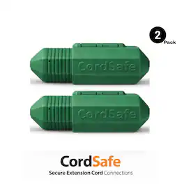 CordSafe - Plus Extension Cord Safety Cover, Water Resistant Plug Protector, Made in the USA, 2-Pack - Green