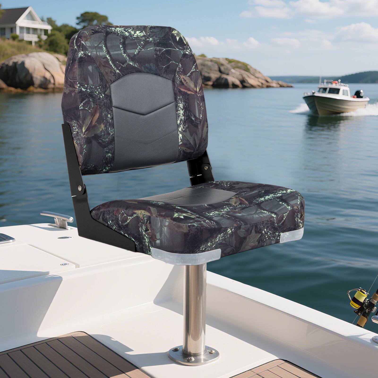 Alt View 4. Gymax - Gymax 2-Pack Boat Seats Folding Low Back Boat Chairs w/Thick Sponge Padding Hinges - Gray.