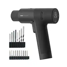 Front. HOTO - 12V Brushless Drill, Digital Display, 30 Precision Gears, Variable Speed. 18 Screw & Drill Bits - Black.