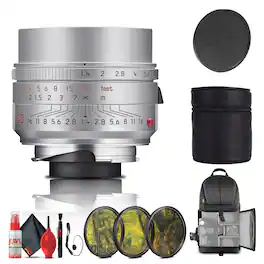 Bundle - Leica - Summilux-M 35mm f/1.4 ASPH. Lens (Silver) (11727) + Filter Kit + More - Black