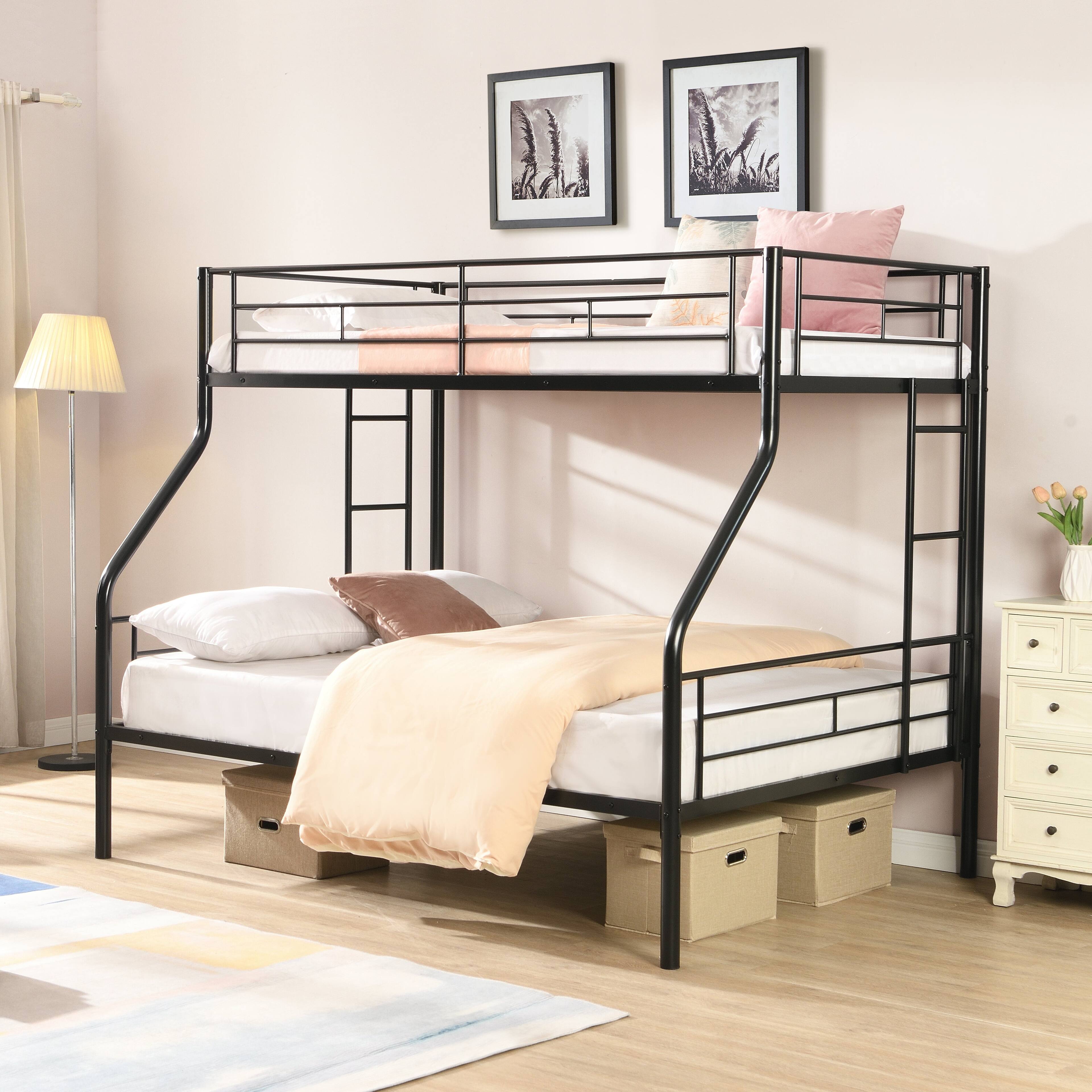 Alt View 4. Boyel Living - Twin Over Full Metal Bunk Bed, Large Under-Bed Storage, No Box Spring Needed, Easy Assembly - Black.