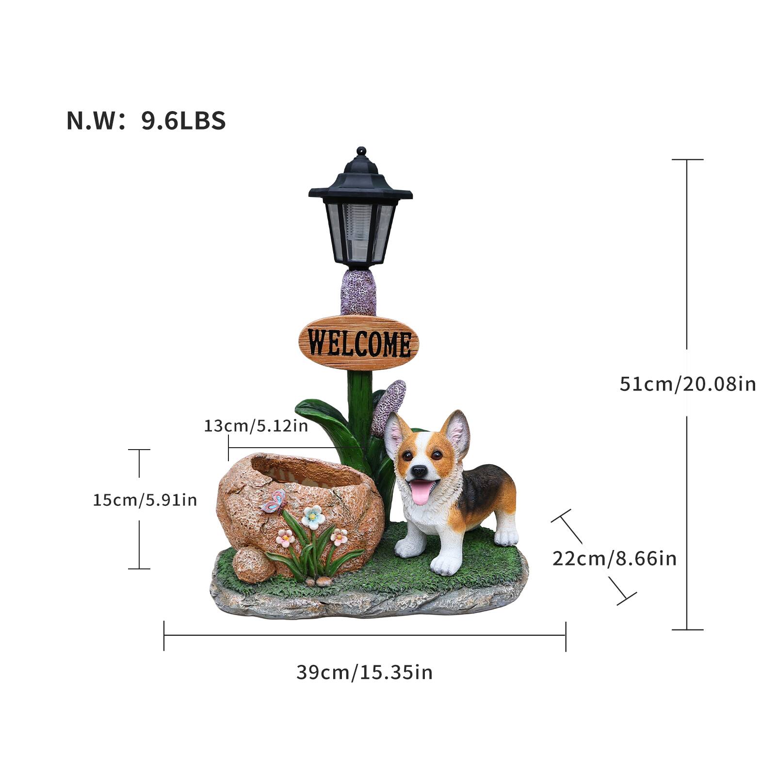 N.W: 9.6LBS  
WELCOME  
51cm/20.08in  
13cm/5.12in  
15cm/5.91in  
22cm/8.66in  
39cm/15.35in