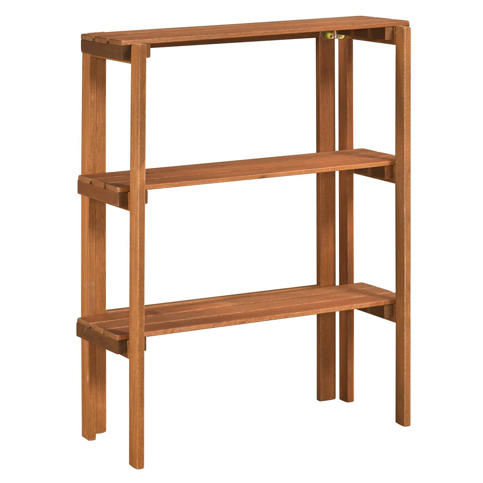 Alt View 9. Costway - Costway Folding Wooden Storage Shelves, 3-Tier Plant Stand Indoor Outdoor for Entryway - Natural.