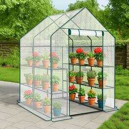 Winado - Mini Walk-in Greenhouse with PE Cover, 8-Shelf Indoor Outdoor Plant Gardening
