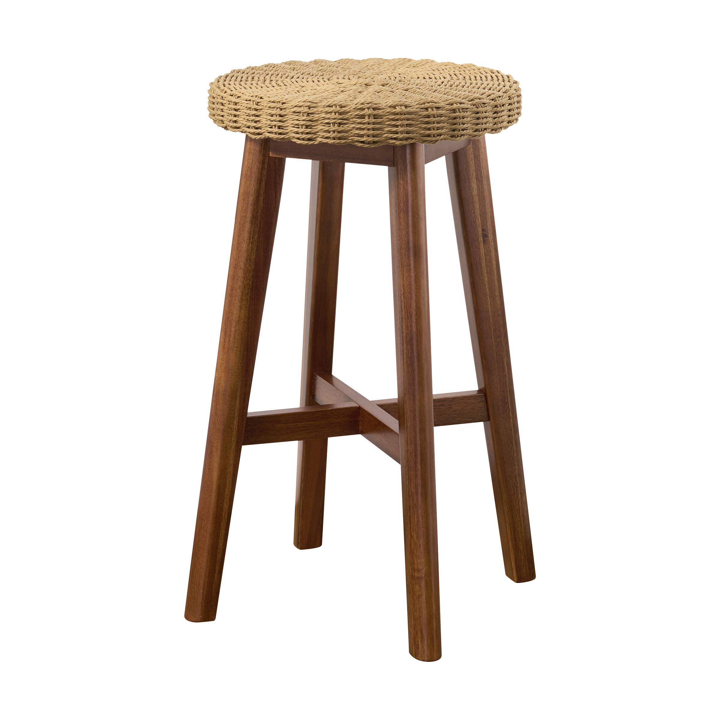 Alaterre Furniture - Round Backless Bar Stool, 24 Inch Counter Height, Wooden Chestnut Finish - Chestnut 