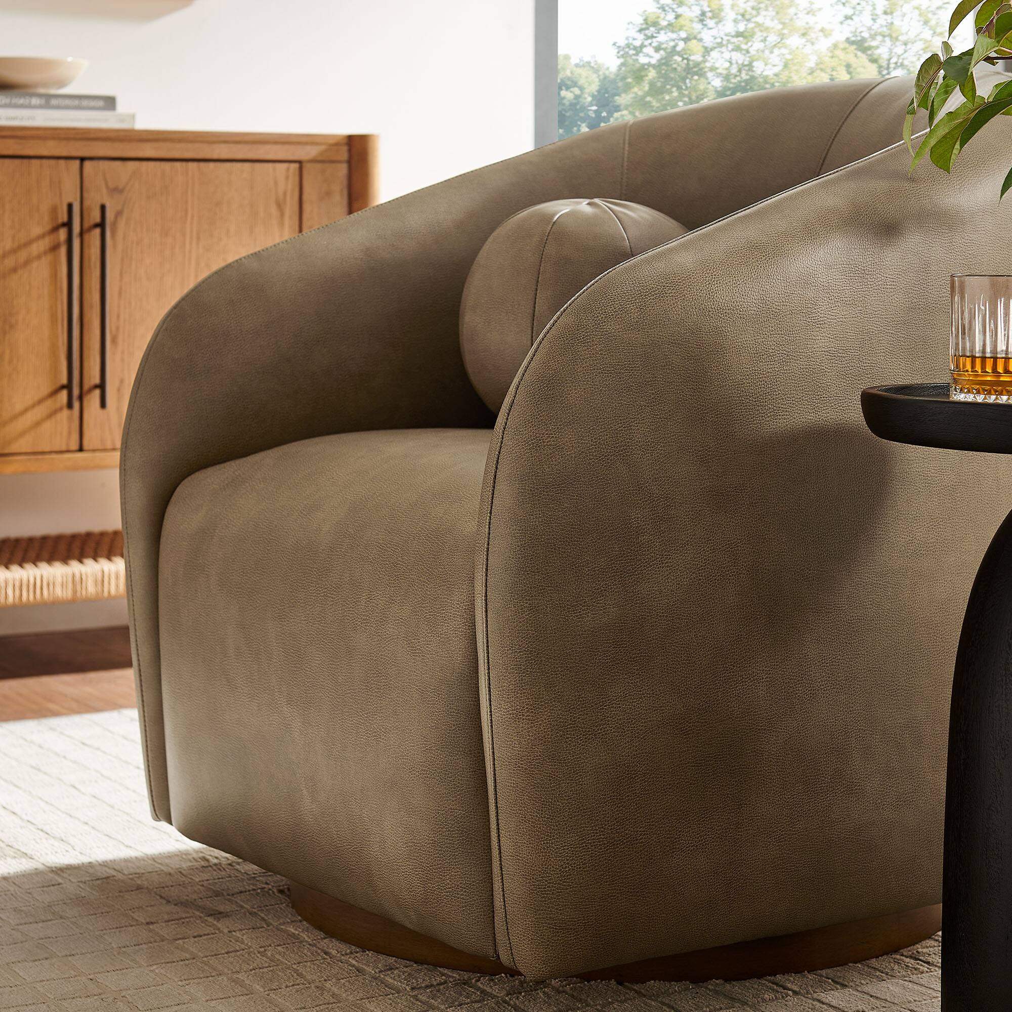 Alt View 1. Modway - Holland Swivel Vegan Leather Armchair by Modway - Mushroom.