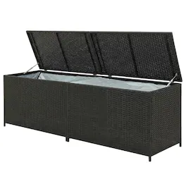 vidaXL - Storage Chest Poly Rattan, Powder-Coated Steel Large - Black