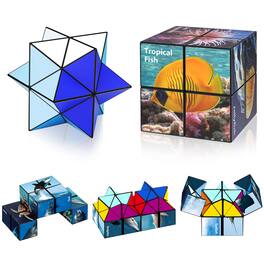 Topteng - 2-in-1 Ocean Star Magic Cube Set - Transformable Puzzle & Fidget Toy, ABS Material, Educational Gift for Kids & Adults