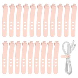 Unique Bargains - 20pcs Silicone Cable Ties, 3-Hole Reusable Rubber Cord Tie, Adjustable, Locking Buckle, Multi Purpose Strap - Pink