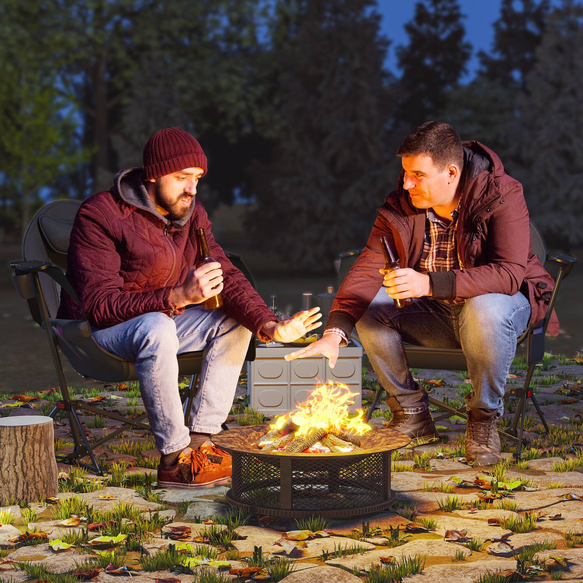 Alt View 1. Outsunny - Double Hammock Camping Chair, Adjustable Back Folding Rocking Chair Swinging Hammock Chair with Cup Holder - Black.