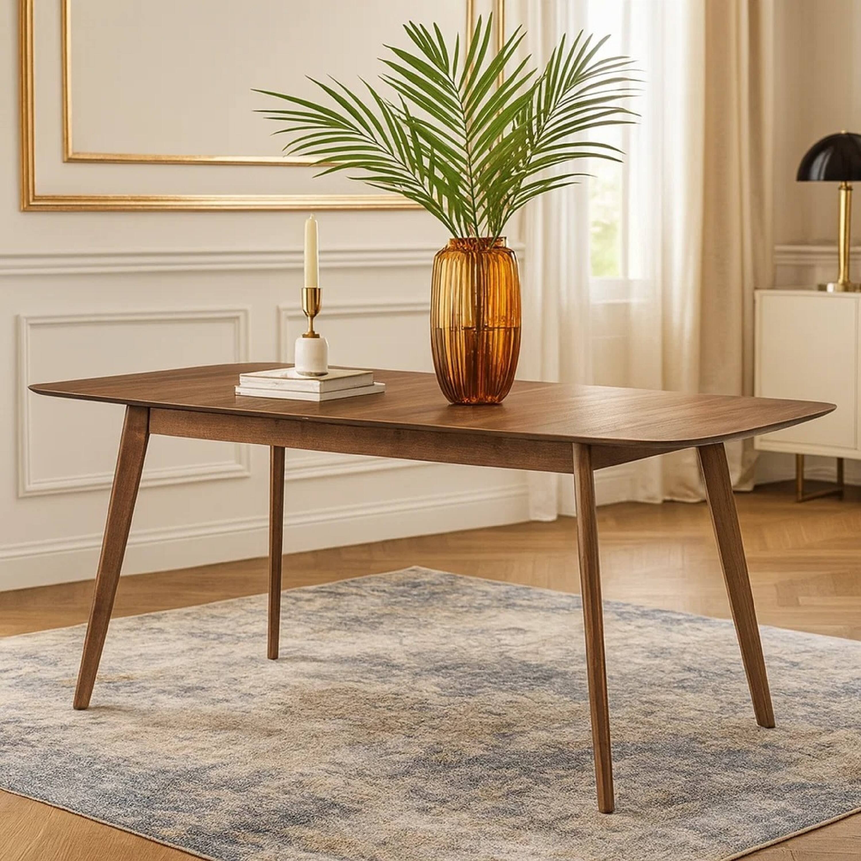 Alt View 3. Manhattan Lane - Rectanglular Wooden Dining Table With Round Corners - Brown.