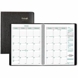 Blueline - EcoLogix 14-Month Monthly Planner, 11 x 8-1/2, English, Monthly, 8 1/2 x 11, Black