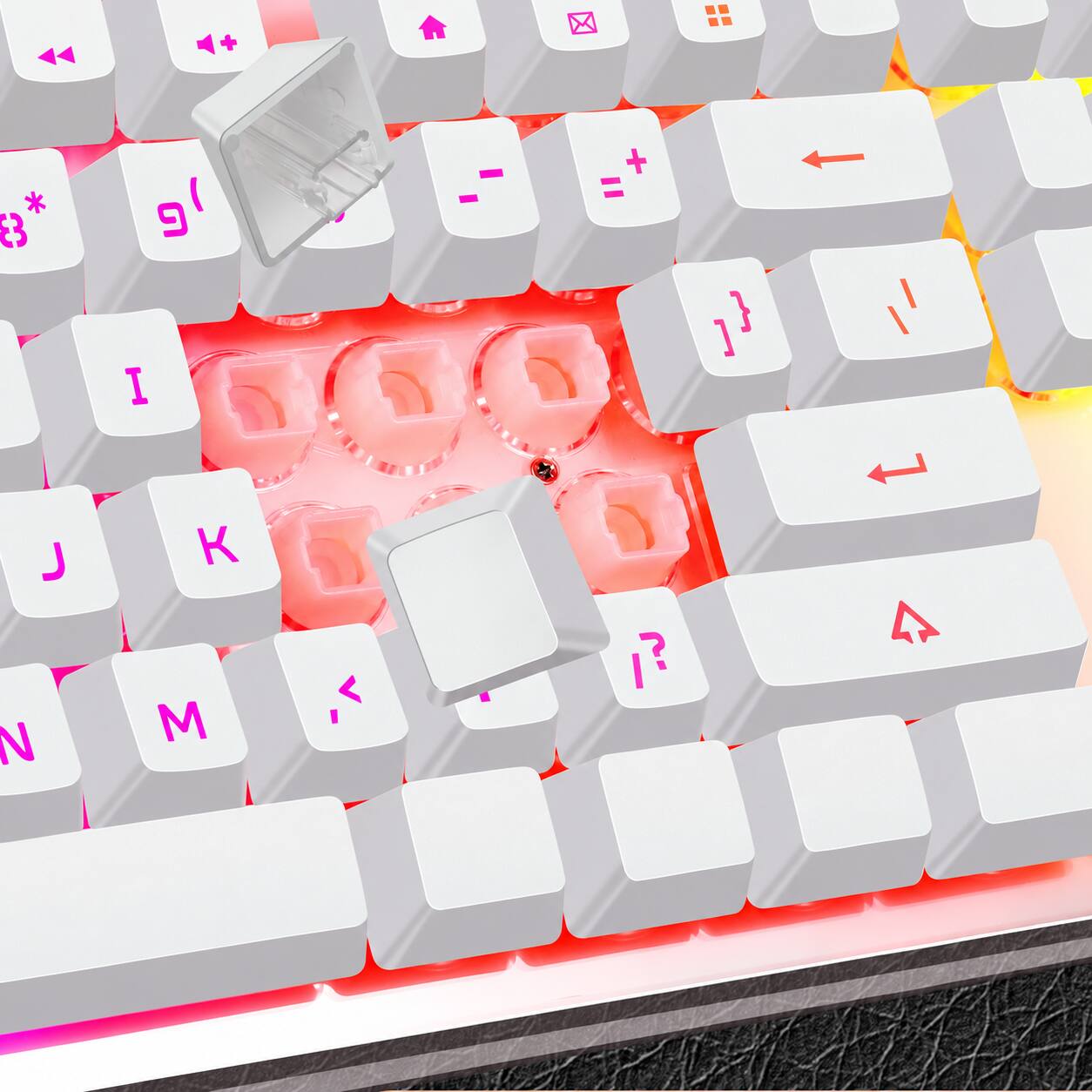 Angle. Core Tech - 104-Key Wired Membrane Gaming Keyboard and Optical Mouse Combo with RGB Lighting - White.