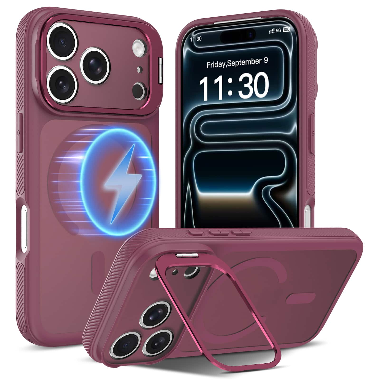 Dteck - Magnetic Case for Apple iPhone 17 Pro Max, Compatible with MagSafe, Matte Translucent Back Cover with Kickstand - Cherryred price history on PriceWatchPro