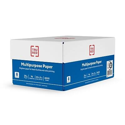 TRU RED Multipurpose Paper  
Brighter paper for black ink, white and color printing  
8 20 lb, 96 g/m², 8.5" x 11"  
4000 sheets  
8% lignin-free