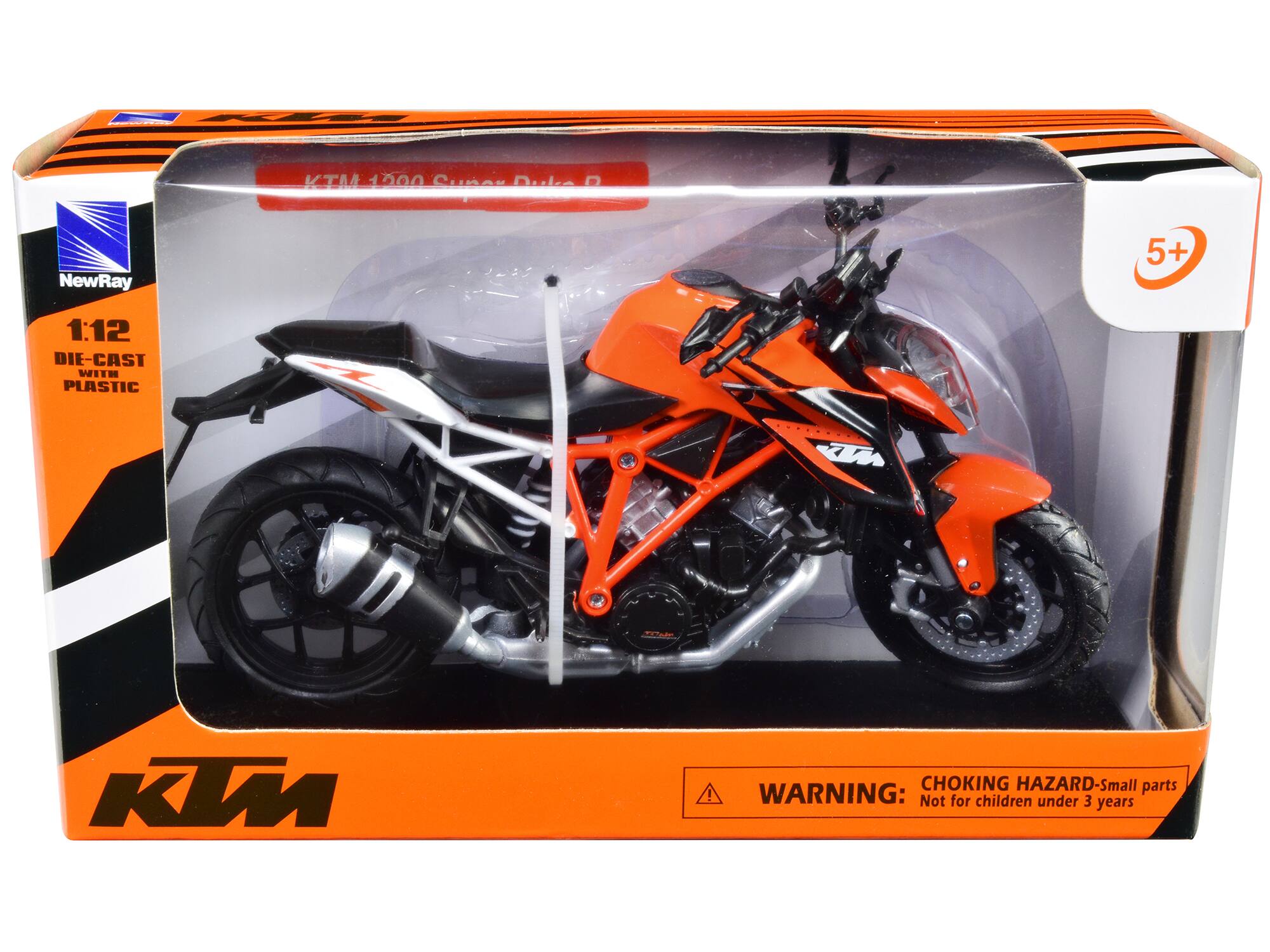 KTM 1200 Super Duke R  
NewRay  
1:12 DIE-CAST WITH PLASTIC  
5+  
WARNING: CHOKING HAZARD-Small parts  
Not for children under 3 years
