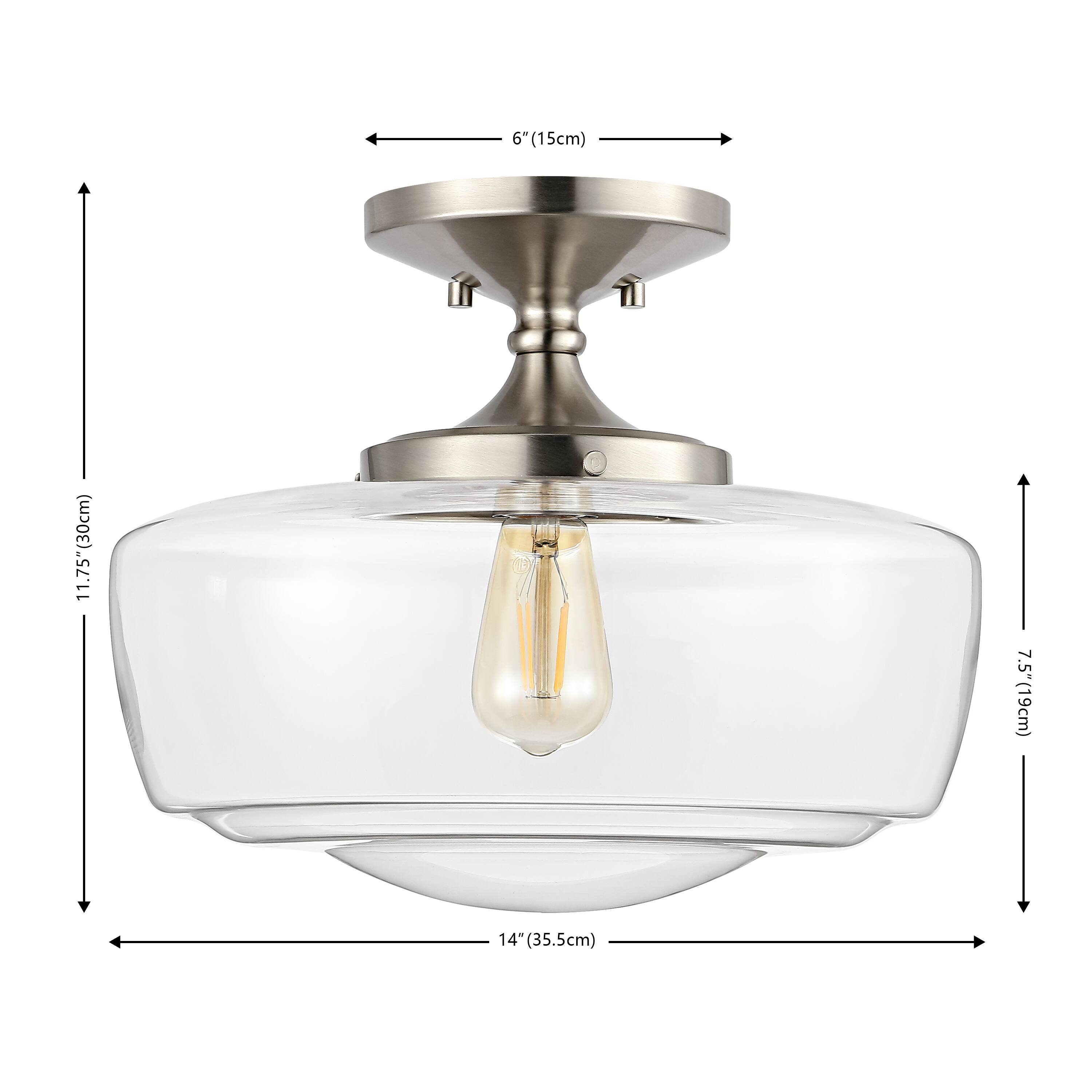 Jonathan Y Marfa 14" 1 Light Modern Farmhouse Schoolhouse Frosted Glass ...